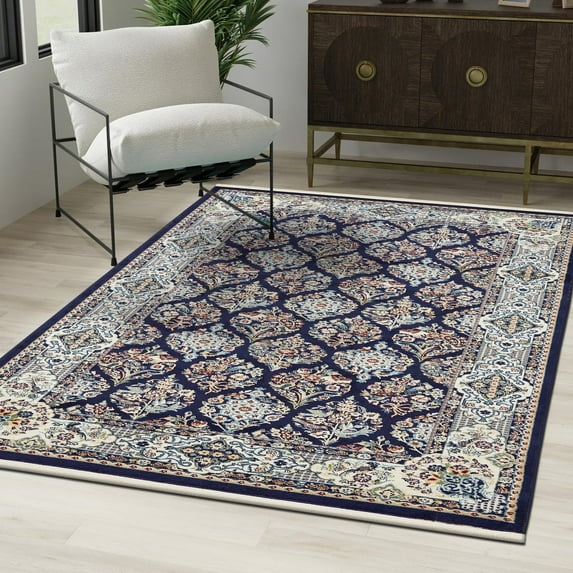 Unique Loom Narenj Collection Area Rug - Sheffield (7' 10" x 10' Rectangle Navy Blue/Beige)