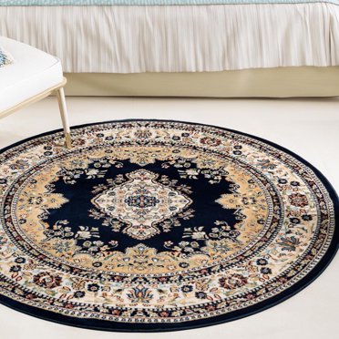 Unique Loom Narenj Collection Area Rug - Windsor (5' 3" Round Navy Blue/Blue)