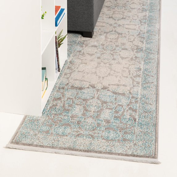 Unique Loom New Classical Collection Area Rug - Apollo (2' 7" x 10' Runner Light Blue/Ivory)