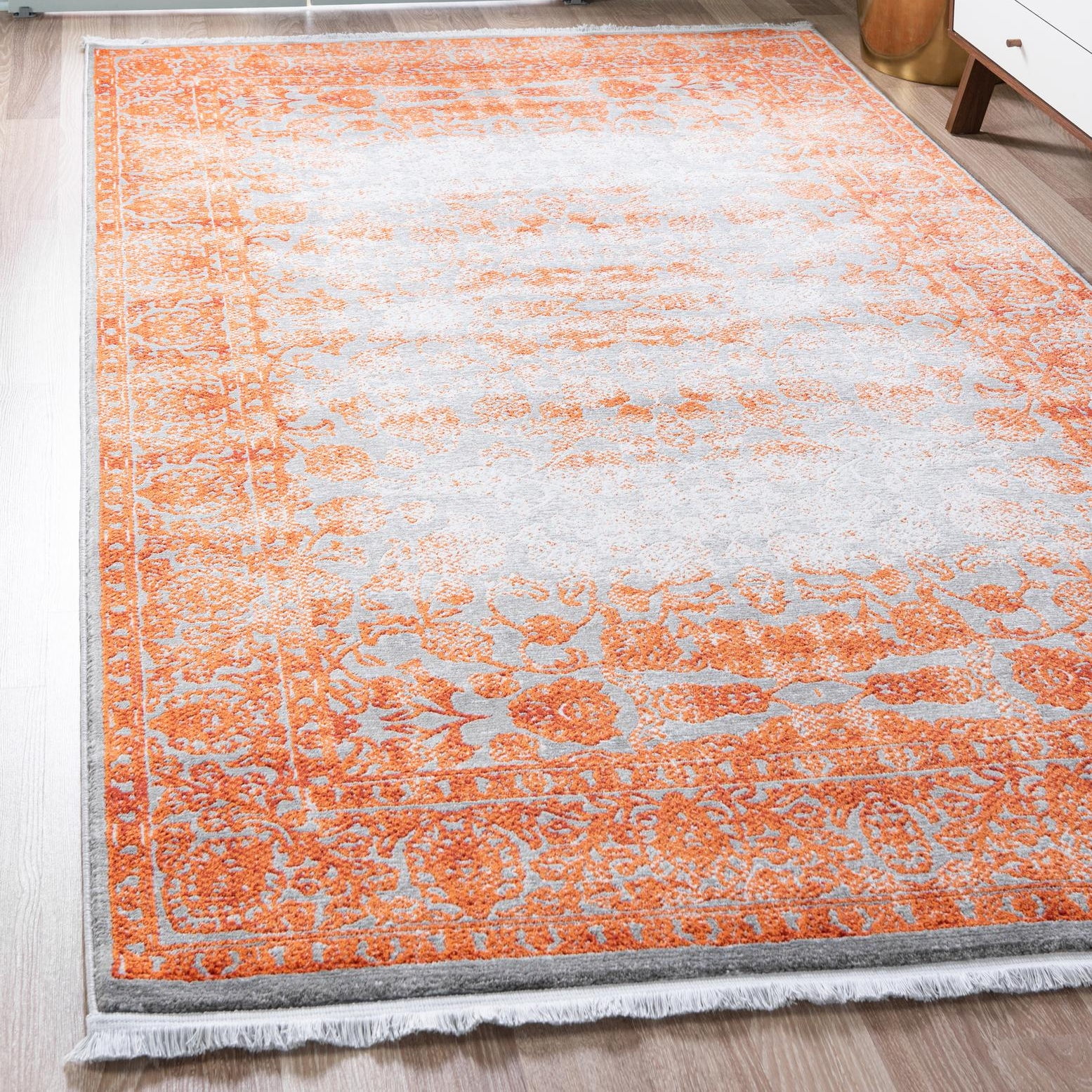 Terracotta and Ivory Abstract Synthetic 3'3" x 5'3" Area Rug