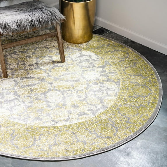 Unique Loom New Classical Collection Area Rug - Apollo (6' 1" Round Light Green/Gray)