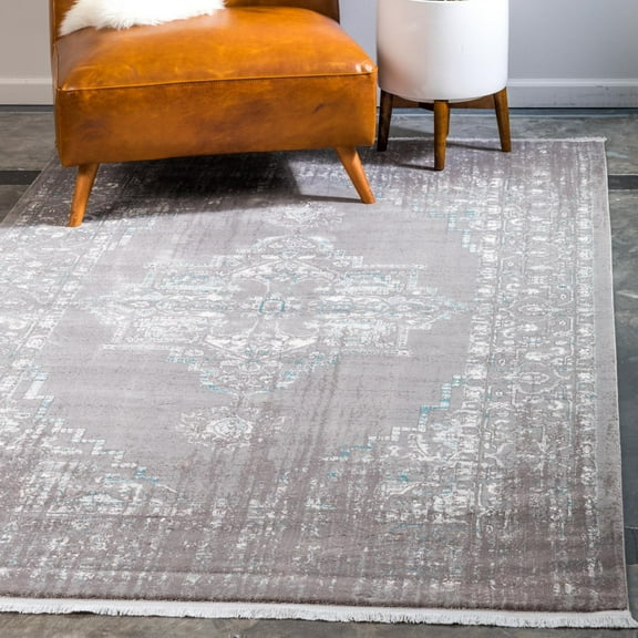 Unique Loom New Classical Collection Area Rug - Attiki (4' 1" x 6' 1" Rectangle Light Gray/Gray)