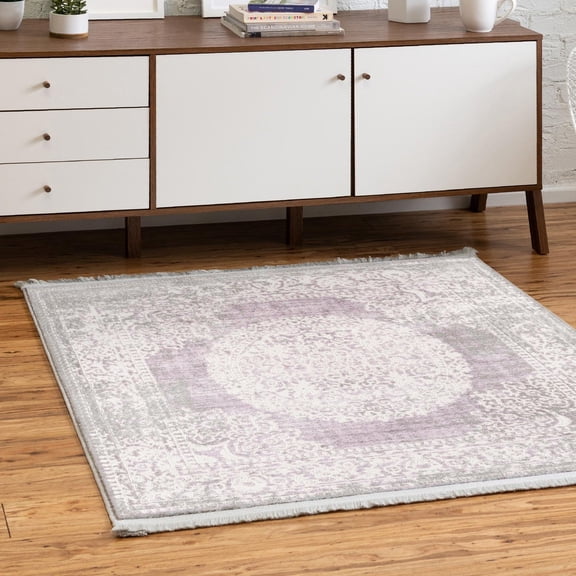 Unique Loom New Classical Collection Area Rug - Olwen (4' Square Purple/Gray)