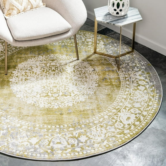 Unique Loom New Classical Collection Area Rug - Olwen (6' Round Light Green/Gray)