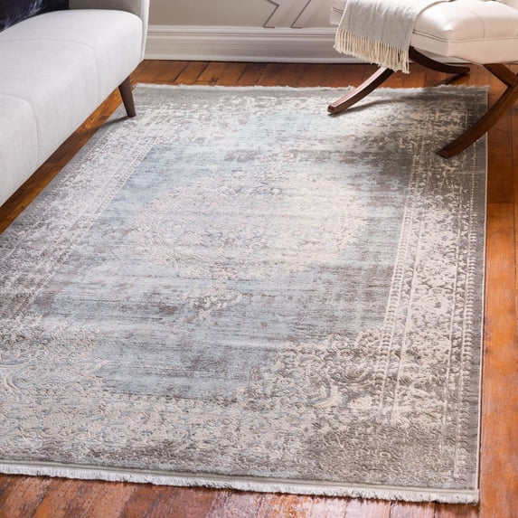 Unique Loom New Classical Collection Area Rug - Olwen (7' 1" x 10' Rectangle Light Blue/Ivory)