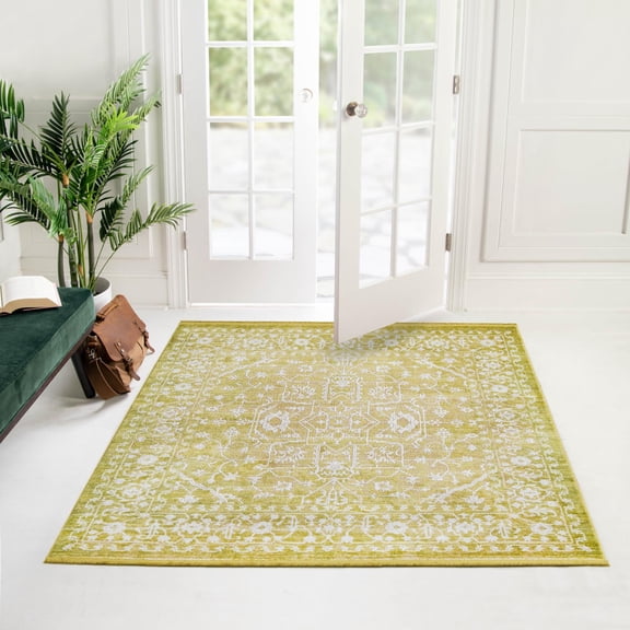Unique Loom New Classical Collection Area Rug - Olympia (4' Square Light Green/Ivory)