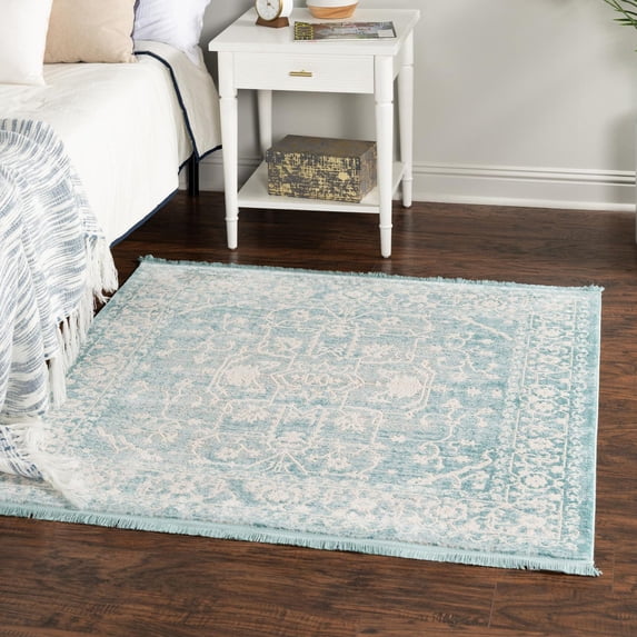 Unique Loom New Classical Collection Area Rug - Olympia (8' Square Light Blue/Ivory)