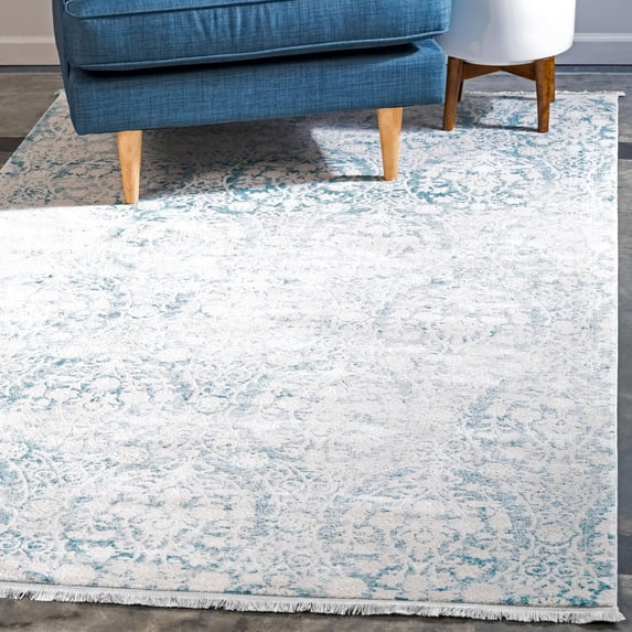 Unique Loom New Classical Collection Area Rug - Tyche (4' x 6' Rectangle Light Blue/Ivory)