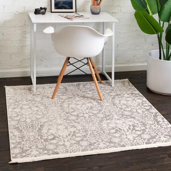 Unique Loom New Classical Collection Area Rug - Tyche (8' Square Light Gray/Gray)