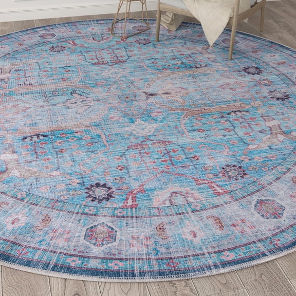 Unique Loom Maahru Collection Area Rug - New Moon (10' 6" Round Blue/Gray)