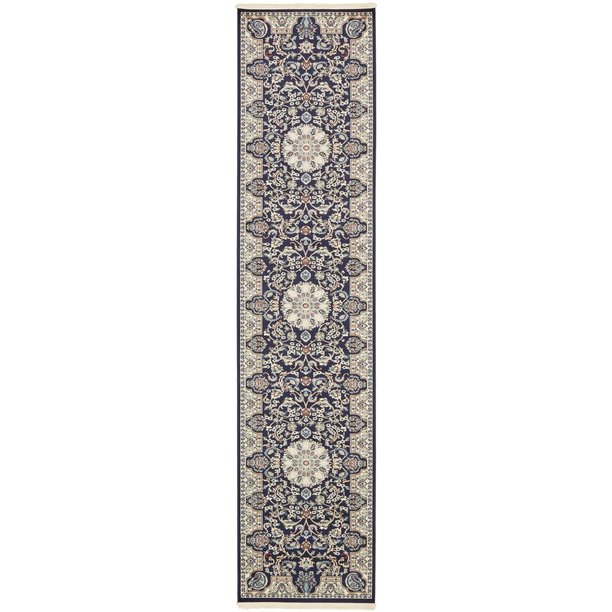 Unique Loom Newcastle Narenj Rug Navy Blue/Beige 3' x 13' 1" Runner