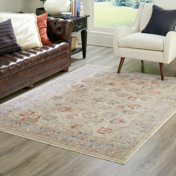 Unique Loom Noble Collection Area Rug - Alexander (5' 1" x 7' 10" Rectangle Ivory/Blue)