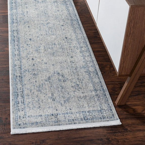 Unique Loom Noble Collection Area Rug - Elizabeth (2' 2" x 5' 11" Runner Gray/Light Blue)
