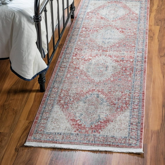 Unique Loom Noble Collection Area Rug - Elizabeth (2' 7" x 10' Runner Rose Rust/Beige)