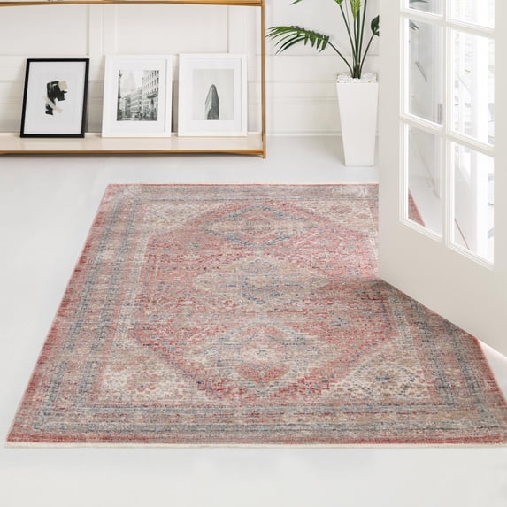 Unique Loom Noble Collection Area Rug - Elizabeth (4' 1" x 5' 7" Rectangle Rose Rust/Beige)