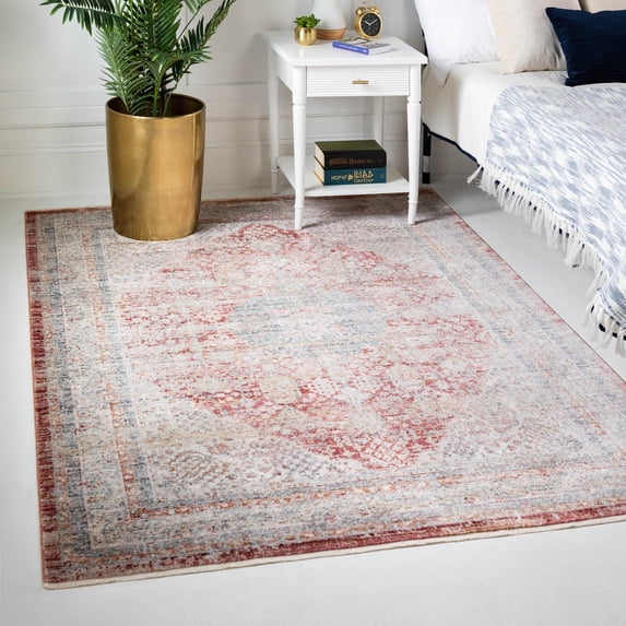 Unique Loom Noble Collection Area Rug - Henry (2' 2" x 3' 1" Rectangle Red/Blue)