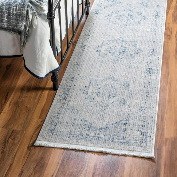 Unique Loom Noble Collection Area Rug - Victoria (2' 2" x 5' 11" Runner Gray/Blue)