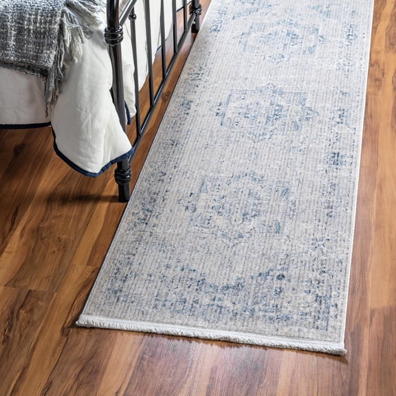 Unique Loom Noble Collection Area Rug - Victoria (2' 7" x 10' Runner Gray/Blue)
