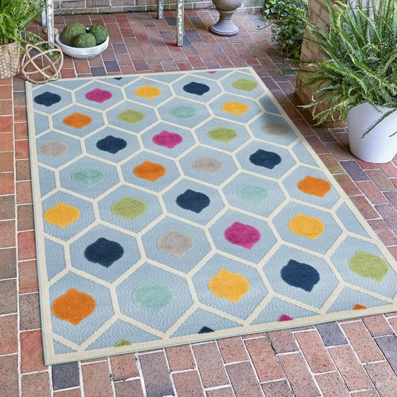 Unique Loom Aruba Outdoor Collection Area Rug - Noord (2' x 3' Rectangle Blue/Gray)