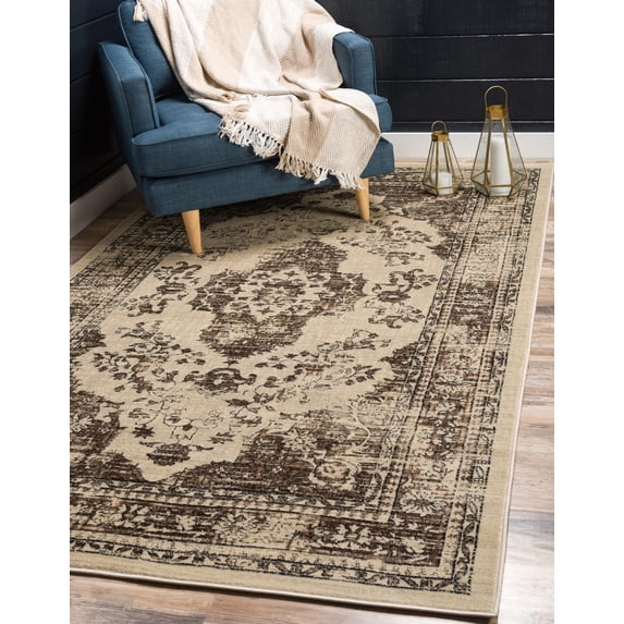 Unique Loom Norrebro Oslo Rug Brown/Light Brown 10' x 13' Border Traditional Perfect For Living Room Bed Room Dining Room Office