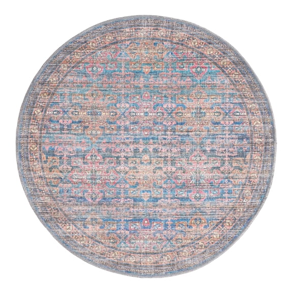 Unique Loom Nostalgia Collection Area Rug - Bliss (3' 3" Round Antique Blue/Orange)