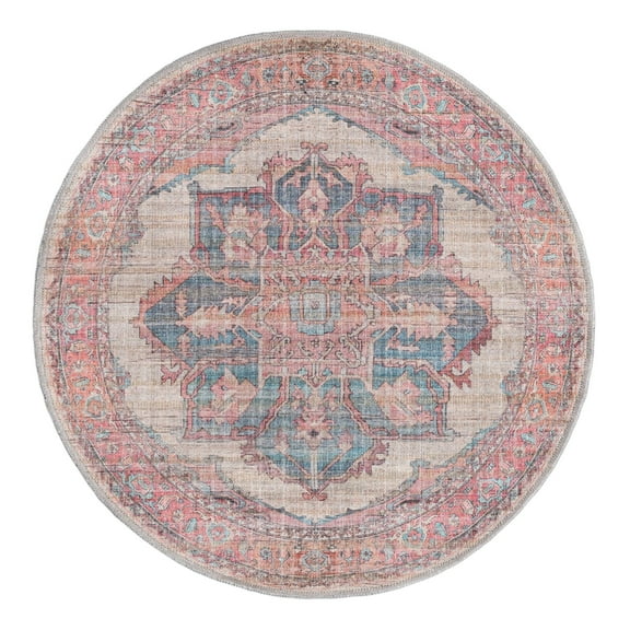 Unique Loom Nostalgia Collection Area Rug - Ella (3' 3" Round Antique Beige/Blue)