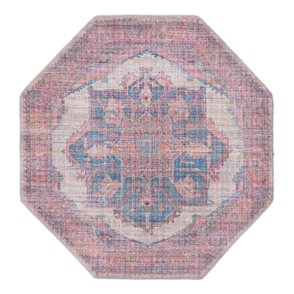 Unique Loom Nostalgia Collection Area Rug - Ella (5' 3" Octagon Antique Beige/Blue)