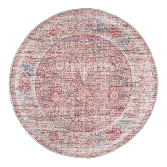 Unique Loom Nostalgia Collection Area Rug - Euphoria (4' 1" Round Rust Red and Brown/Beige)