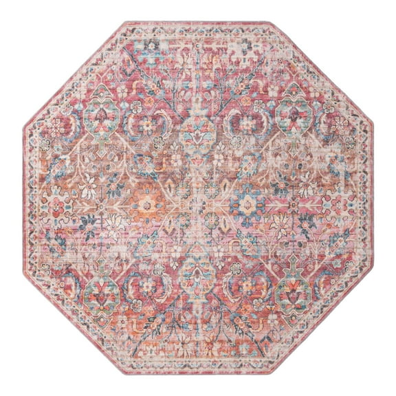 Unique Loom Nostalgia Collection Area Rug - Gossamer (7' 10" Octagon Ivory and Pink/Beige)