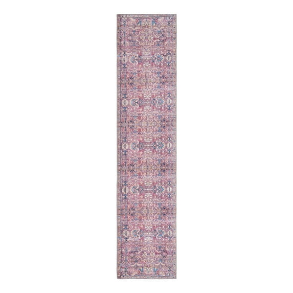 Unique Loom Nostalgia Collection Area Rug - Katie (2' 7" x 12' Runner Pink/Blue)