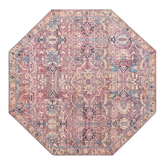 Unique Loom Nostalgia Collection Area Rug - Katie (7' 10" Octagon Pink/Blue)