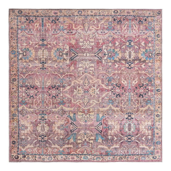 Unique Loom Nostalgia Collection Area Rug - Katie (7' 10" Square Pink/Blue)