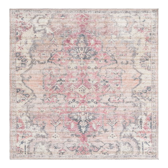 Unique Loom Nostalgia Collection Area Rug - Meknes (5' 3" Square Beige pink/Ivory)