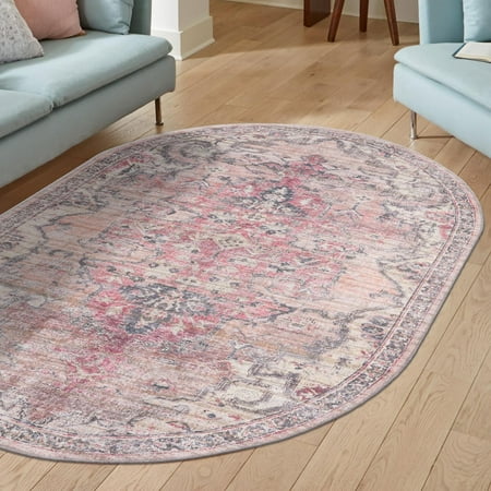 Unique Loom Nostalgia Collection Area Rug - Meknes (5' 3" x 8' Oval Beige pink/Ivory)