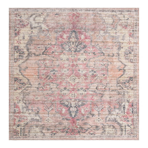 Unique Loom Nostalgia Collection Area Rug - Meknes (7' 3" Square Beige pink/Ivory)