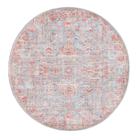 Unique Loom Nostalgia Collection Area Rug - Olivia (3' 3" Round Antique Blue/Ivory)