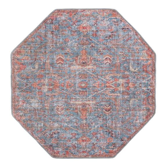 Unique Loom Nostalgia Collection Area Rug - Olivia (5' 3" Octagon Antique Blue/Ivory)
