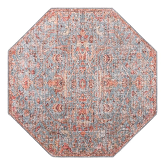 Unique Loom Nostalgia Collection Area Rug - Olivia (7' 10" Octagon Antique Blue/Ivory)