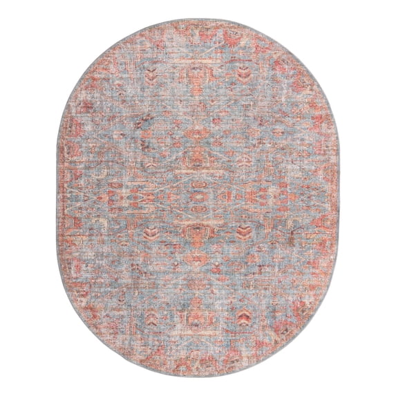 Unique Loom Nostalgia Collection Area Rug - Olivia (7' 10" x 10' Oval Antique Blue/Ivory)