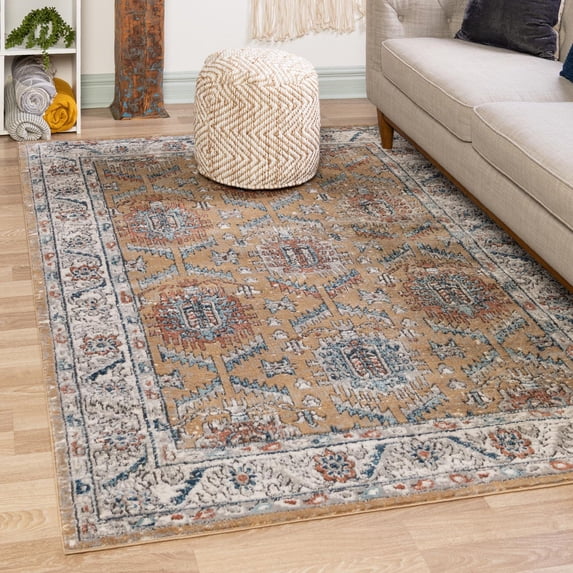 Unique Loom Nyla Collection Area Rug - Princess (10' x 14' Rectangle Mustard Yellow/Dark Gray)