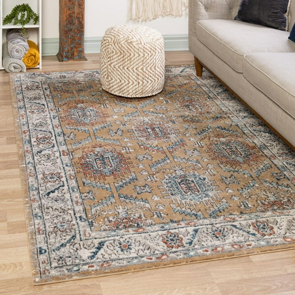 Unique Loom Nyla Collection Area Rug - Princess (4' x 6' Rectangle Mustard Yellow/Dark Gray)