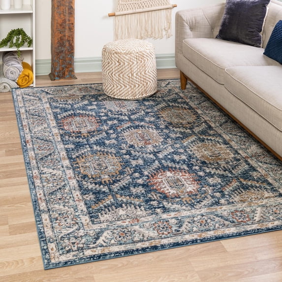 Unique Loom Nyla Collection Area Rug - Princess (5' 3" x 8' Rectangle Blue/Dark Gray)
