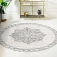 thumbnail image 1 of Unique Loom Nyla Collection Area Rug - Smile (10' Round Ivory/Gray), 1 of 7