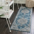 thumbnail image 1 of Unique Loom Nyla Collection Area Rug - Smile (2' x 8' Runner Blue/Light Blue), 1 of 7