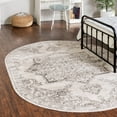 thumbnail image 1 of Unique Loom Nyla Collection Area Rug - Smile (5' 3" x 8' Oval Ivory/Gray), 1 of 7