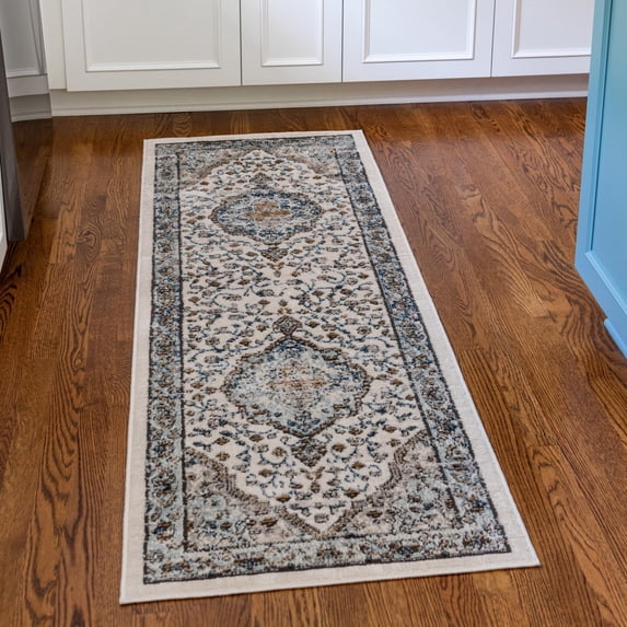 Unique Loom Nyla Collection Area Rug - Winner (2' x 6' Runner Blue/Dark Gray)