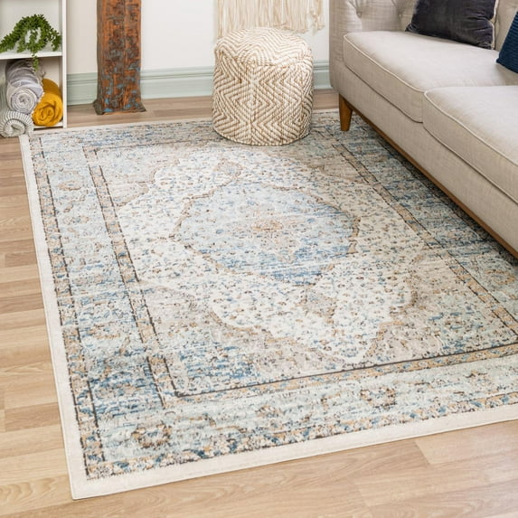 Unique Loom Nyla Collection Area Rug - Winner (7' 10" x 10' Rectangle Blue/Dark Gray)