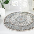 thumbnail image 1 of Unique Loom Nyla Collection Area Rug - Winner (7' Round Blue/Dark Gray), 1 of 7