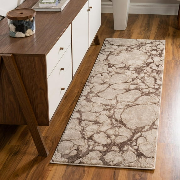 Unique Loom Oasis Collection Area Rug - Breeze (2' x 6' Runner Brown/Beige)