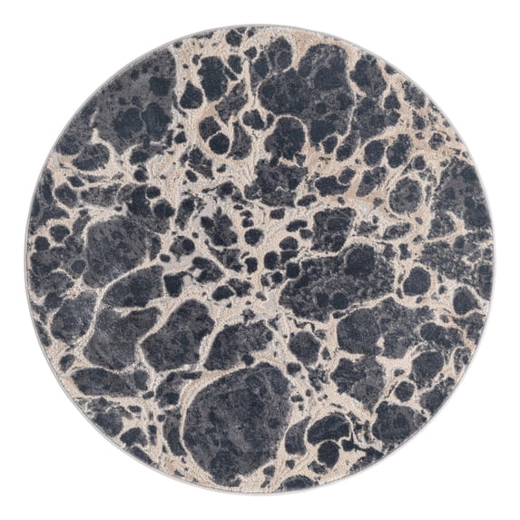 Unique Loom Oasis Collection Area Rug - Breeze (4' Round Gray/Ivory)